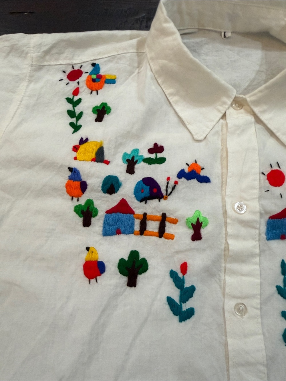 ARTISAN El Salvador Embroidered Floral Top Boho Chic Heritage folk Large - Picture 4 of 13